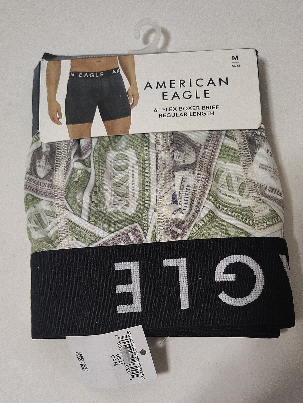 American Eagle Outfitters Men’s Money Print Boxer Briefs - Green & Black -Size M
